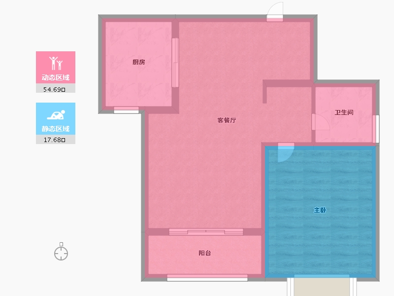 天津-天津市-雍祥园1号楼建面81m²-64.79-户型库-动静分区