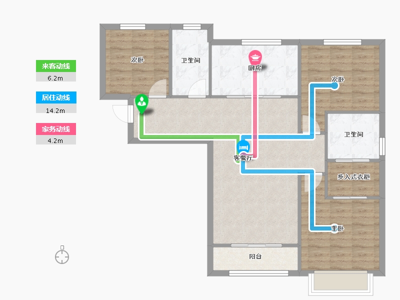 天津-天津市-雍祥园2号楼,建面111m²-88.80-户型库-动静线