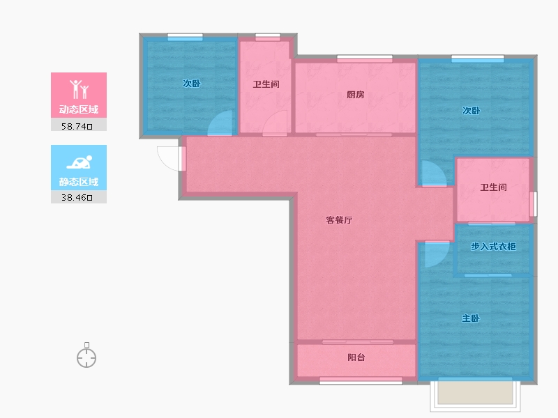 天津-天津市-雍祥园2号楼,建面111m²-88.80-户型库-动静分区