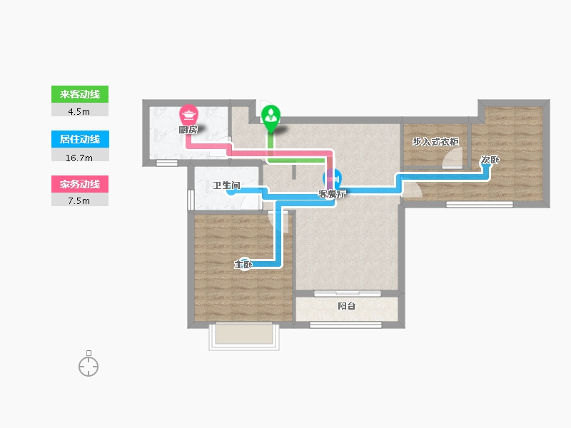 天津-天津市-雍祥园4号楼,建面94m²-75.21-户型库-动静线