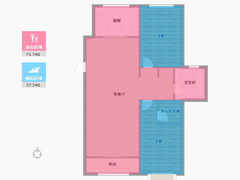 天津-天津市-雍祥园1号楼,建面126m²-100.80-户型库-动静分区