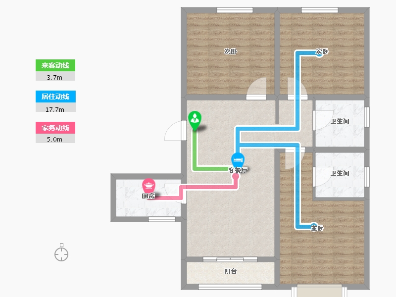 天津-天津市-雍祥园1号楼,建面128m²-102.41-户型库-动静线