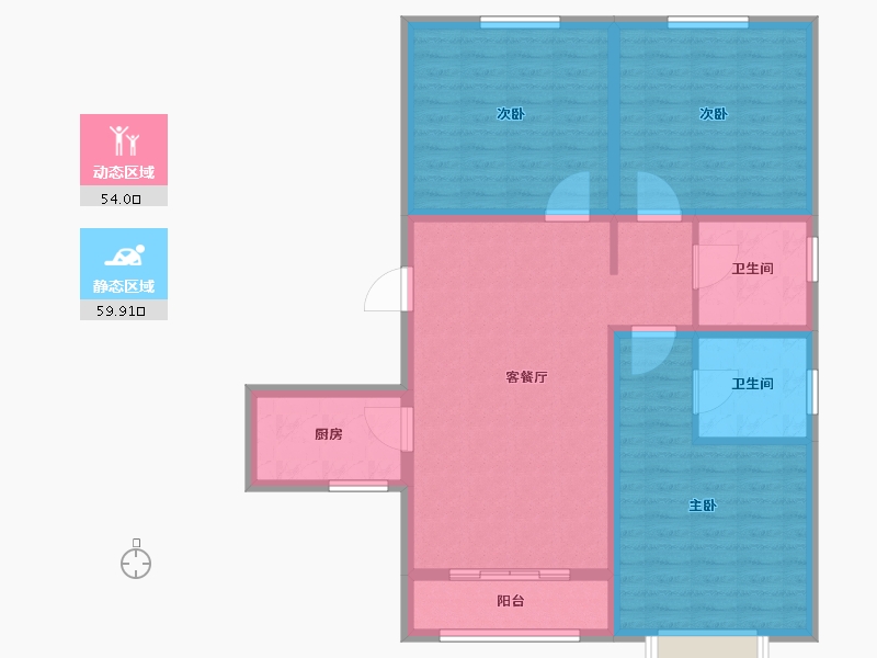 天津-天津市-雍祥园1号楼,建面128m²-102.41-户型库-动静分区