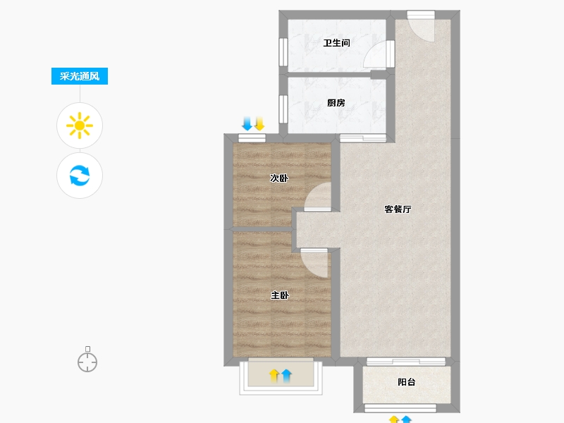 天津-天津市-路劲太阳城心邸皓林园14号楼,皓林园13号楼建面87m²-56.05-户型库-采光通风