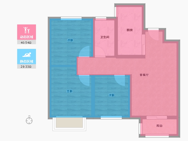 天津-天津市-路劲太阳城心邸皓林园16号楼,皓林园15号楼建面98m²-61.38-户型库-动静分区