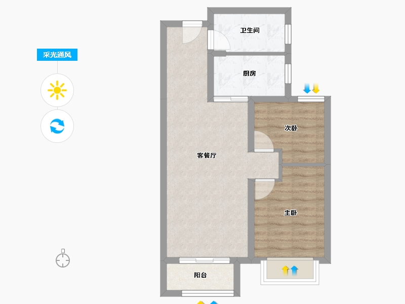 天津-天津市-路劲太阳城心邸皓林园14号楼,皓林园13号楼建面85m²-55.83-户型库-采光通风