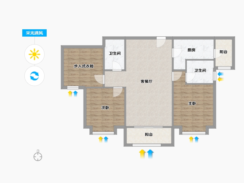 天津-天津市-天津恒大帝景恒景园17号楼建面111m²-91.31-户型库-采光通风