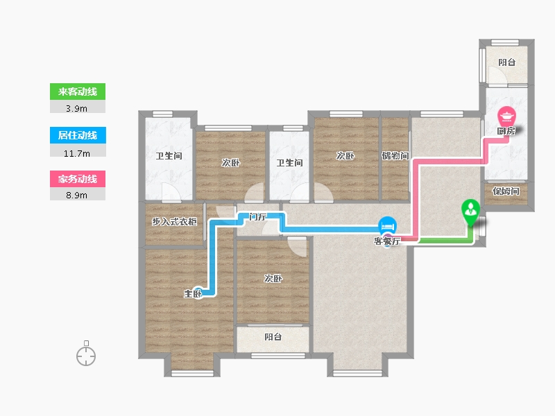 天津-天津市-天津恒大帝景恒景园6号楼建面170m²-121.37-户型库-动静线