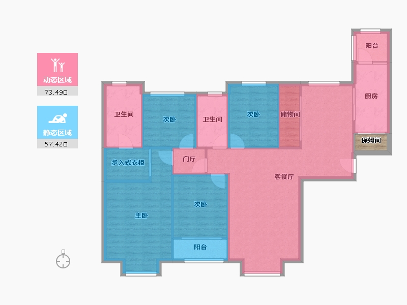 天津-天津市-天津恒大帝景恒景园6号楼建面170m²-121.37-户型库-动静分区