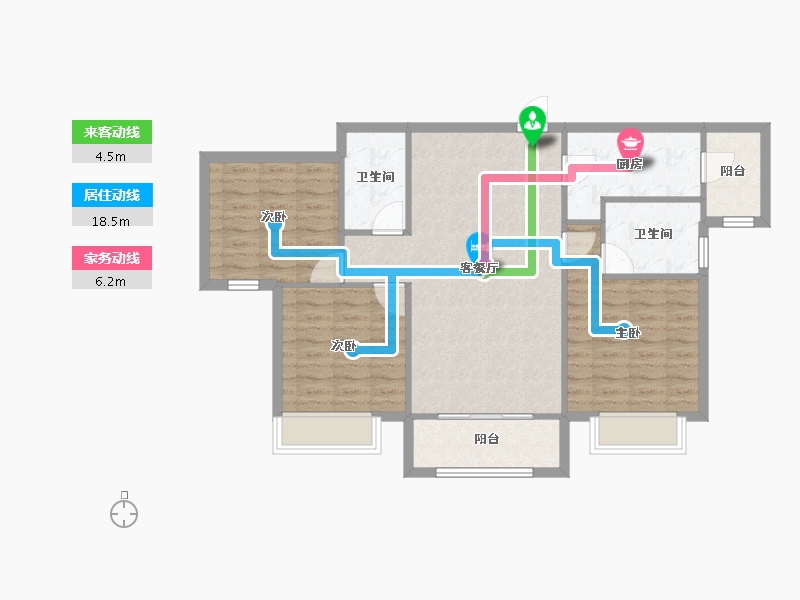 天津-天津市-天津恒大帝景建面129m²-87.97-户型库-动静线