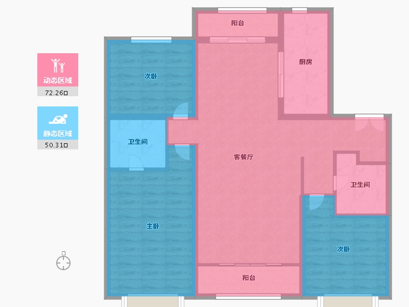 天津-天津市-融侨观澜浩宇苑3号楼,浩宇苑5号楼,浩宇苑7号楼建面138m²-110.39-户型库-动静分区