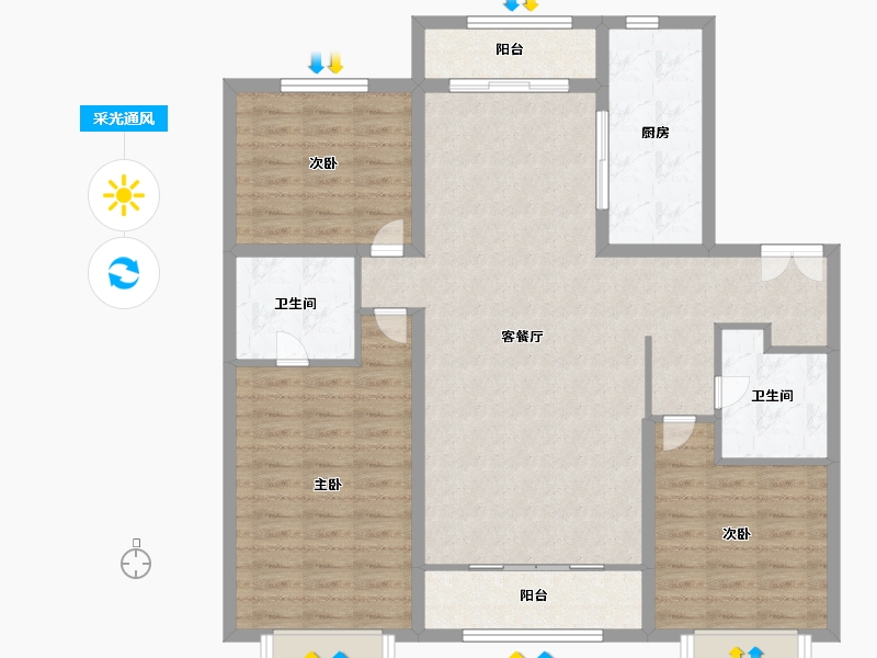 天津-天津市-融侨观澜浩宇苑3号楼,浩宇苑5号楼,浩宇苑7号楼建面138m²-110.39-户型库-采光通风