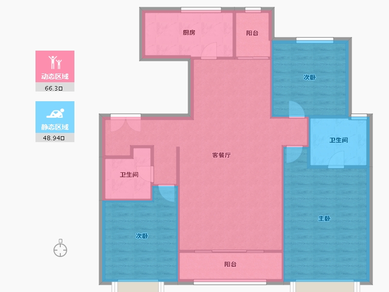 天津-天津市-融侨观澜浩宇苑3号楼,浩宇苑5号楼,浩宇苑7号楼建面132m²-105.60-户型库-动静分区