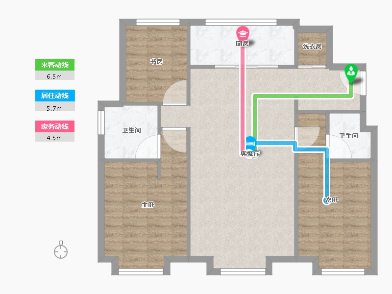 天津-天津市-万科翡翠嘉和39号楼,40号楼建面109m²-87.20-户型库-动静线