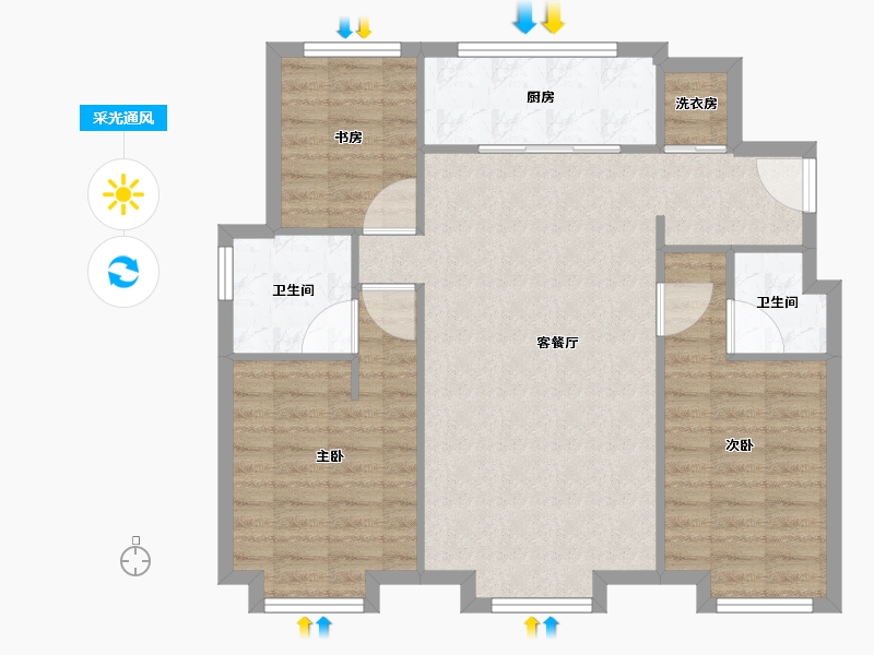 天津-天津市-万科翡翠嘉和39号楼,40号楼建面109m²-87.20-户型库-采光通风