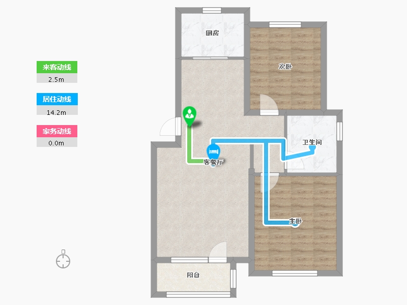 天津-天津市-格调平园逸潞园15号楼,逸潞园1号楼建面108m²-72.87-户型库-动静线