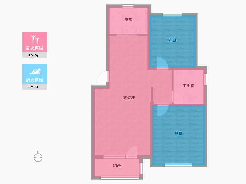 天津-天津市-格调平园逸潞园15号楼,逸潞园1号楼建面108m²-72.87-户型库-动静分区