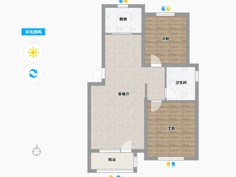 天津-天津市-格调平园逸潞园15号楼,逸潞园1号楼建面108m²-72.87-户型库-采光通风