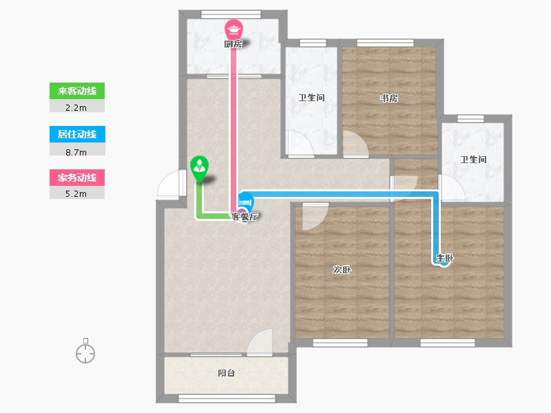 天津-天津市-格调平园逸潞园14号楼,建面121m²-86.81-户型库-动静线