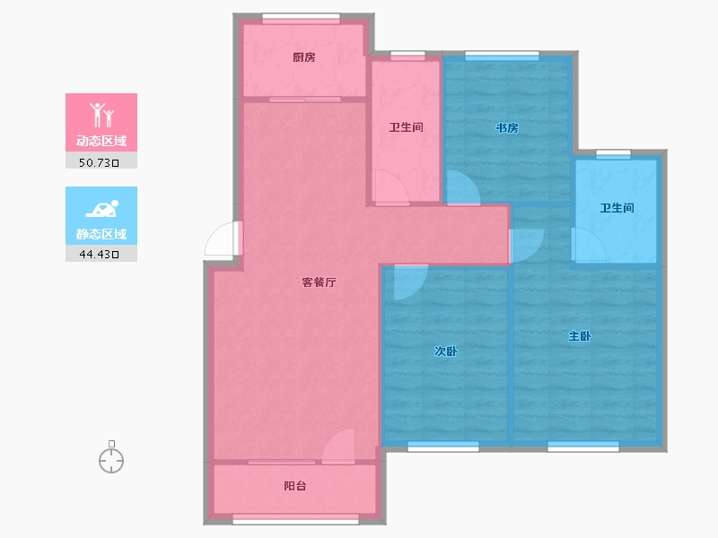 天津-天津市-格调平园逸潞园14号楼,建面121m²-86.81-户型库-动静分区