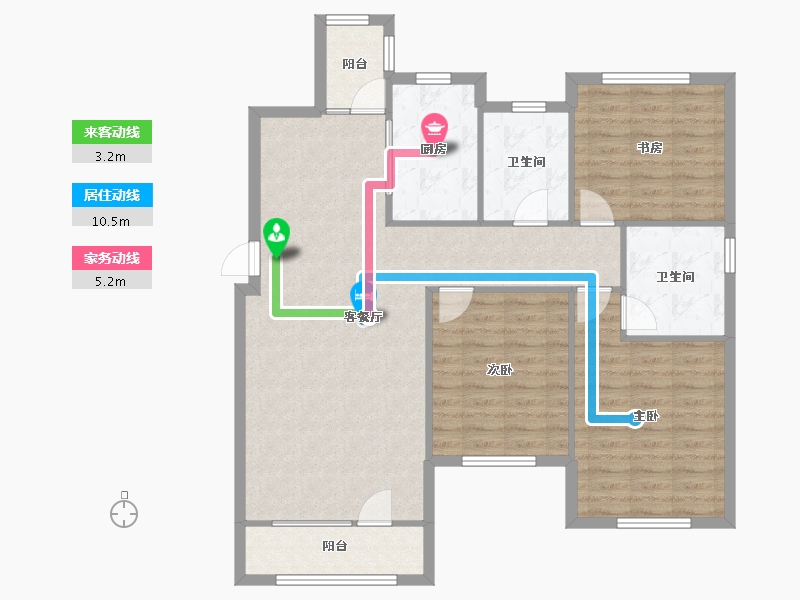 天津-天津市-格调平园建面137m²-103.85-户型库-动静线