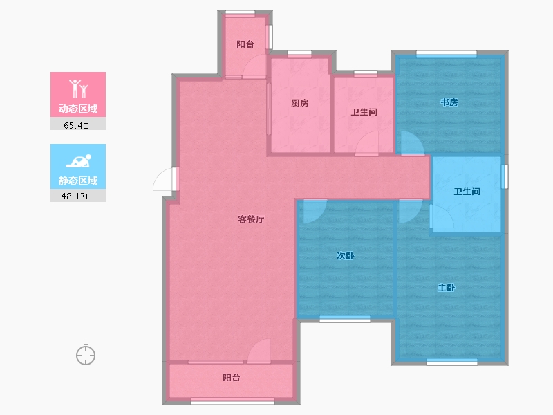 天津-天津市-格调平园建面137m²-103.85-户型库-动静分区