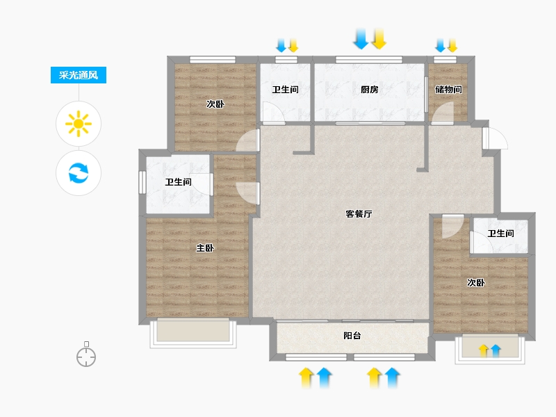 天津-天津市-金地藝墅家锦泽苑17号楼,锦泽苑18号楼,芸泽苑9号楼,芸泽苑10号楼,嘉泽苑11号-112.64-户型库-采光通风