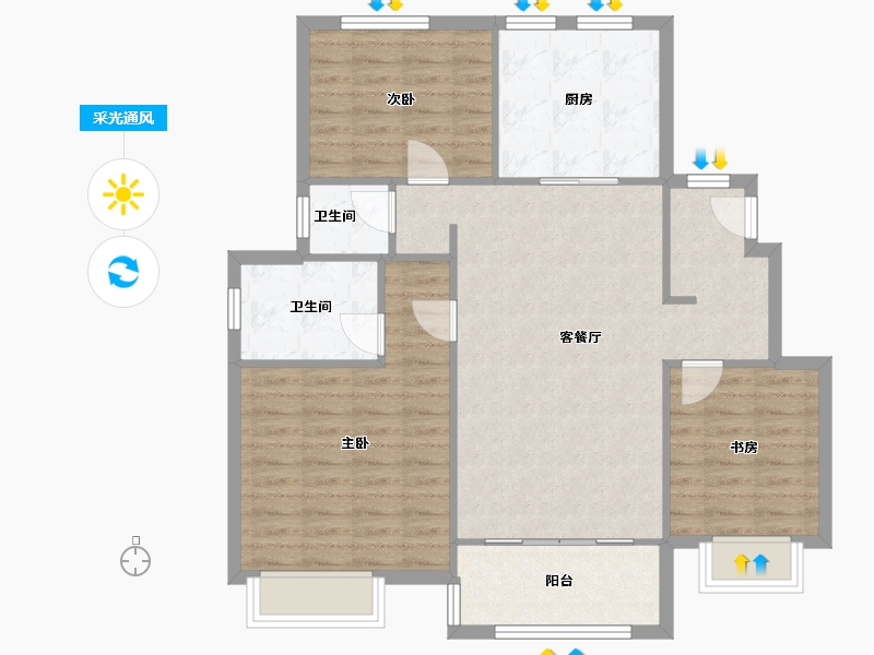 天津-天津市-金地藝墅家锦泽苑38号楼,锦泽苑16号楼,芸泽苑5号楼,锦泽苑19号楼,芸泽苑6号楼-93.60-户型库-采光通风