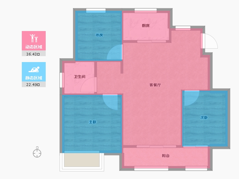 天津-天津市-金地藝墅家嘉泽苑10号楼,锦泽苑37号楼,嘉泽苑1号楼,锦泽苑16号楼,嘉泽苑3号楼-80.00-户型库-动静分区