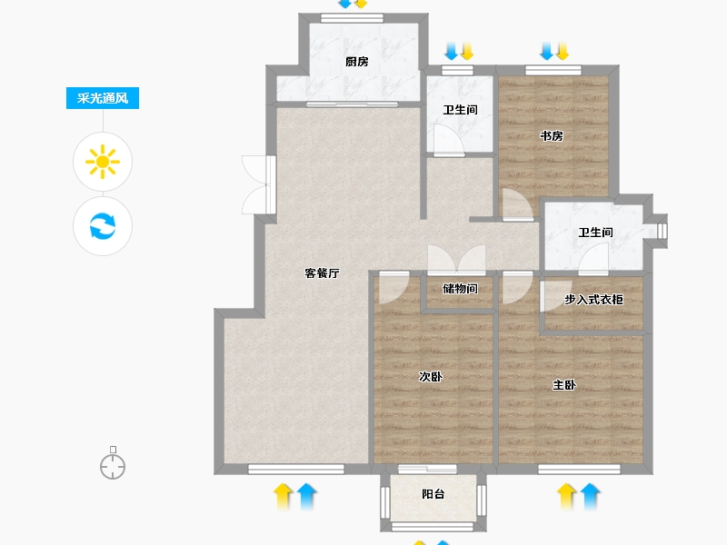 天津-天津市-天房领世郡4号楼,6号楼,8号楼,10号楼,11号楼建面134m²-99.15-户型库-采光通风