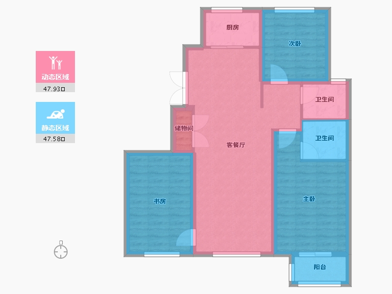 天津-天津市-天房领世郡2号楼,3号楼,5号楼,7号楼,9号楼建面121m²-85.52-户型库-动静分区