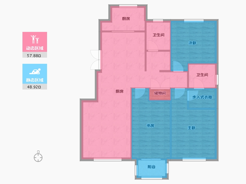 天津-天津市-天房领世郡12号楼,14号楼,9号楼建面130m²-97.58-户型库-动静分区