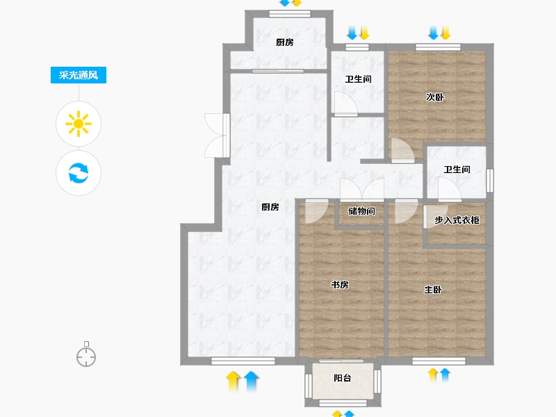 天津-天津市-天房领世郡12号楼,14号楼,9号楼建面130m²-97.58-户型库-采光通风