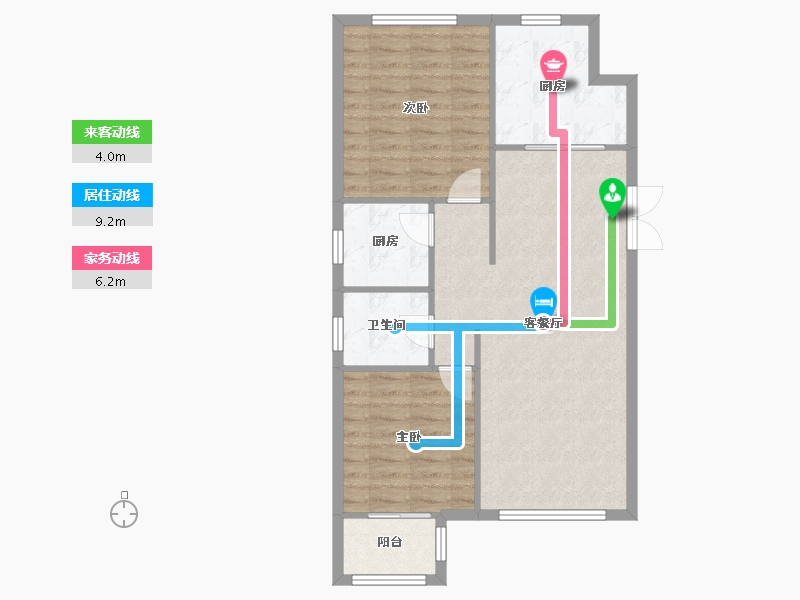 天津-天津市-天房领世郡1号楼,3号楼,5号楼,7号楼,9号楼建面103m²-76.85-户型库-动静线