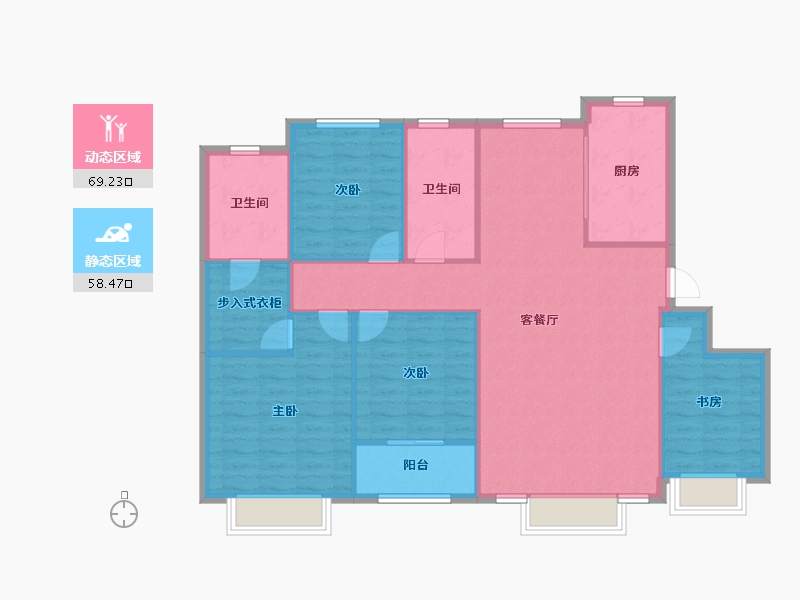 天津-天津市-格调松间6号楼建面152m²-117.33-户型库-动静分区