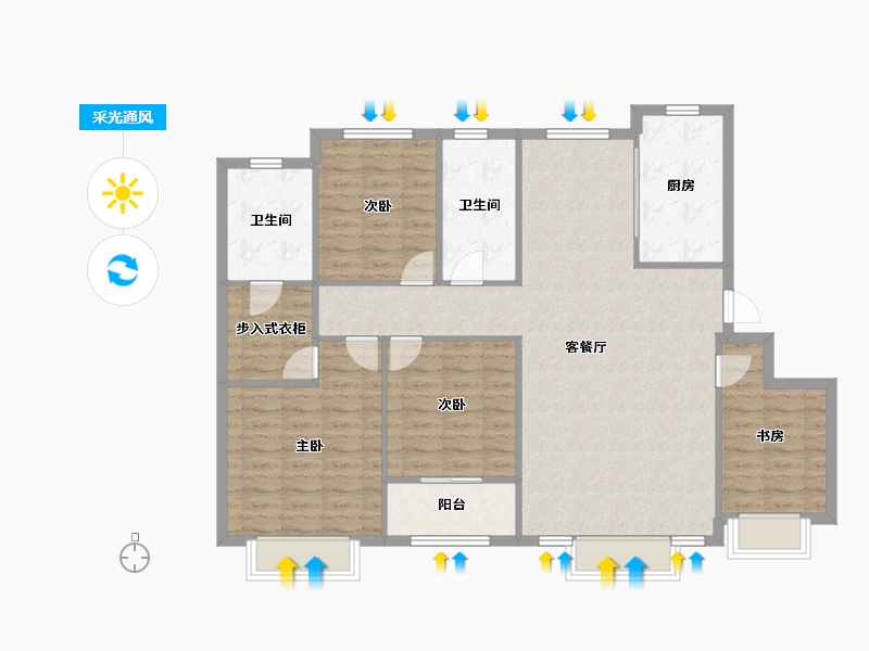 天津-天津市-格调松间6号楼建面152m²-117.33-户型库-采光通风