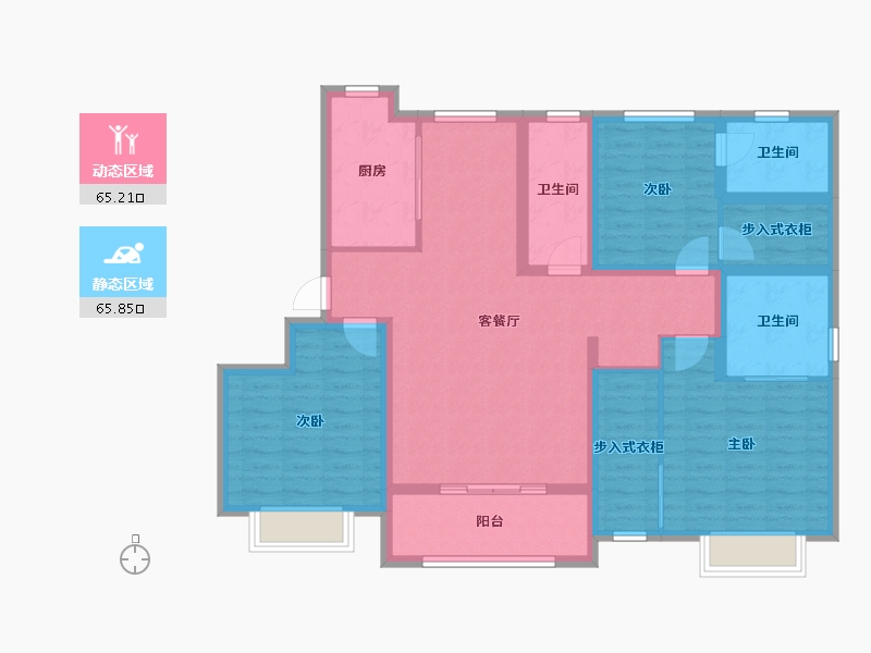 天津-天津市-格调松间6号楼建面156m²-116.81-户型库-动静分区