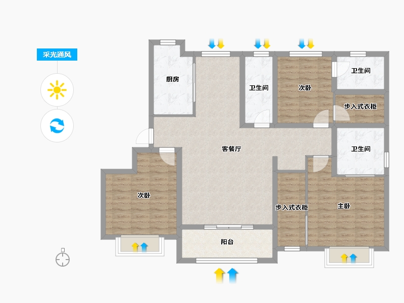 天津-天津市-格调松间6号楼建面156m²-116.81-户型库-采光通风