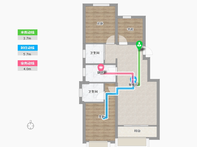 天津-天津市-融泰城18号楼,20号楼建面93m²-69.06-户型库-动静线