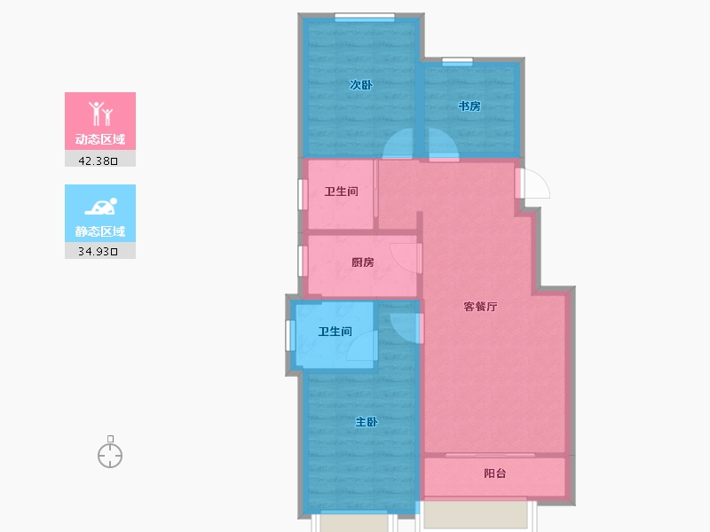 天津-天津市-融泰城18号楼,20号楼建面93m²-69.06-户型库-动静分区