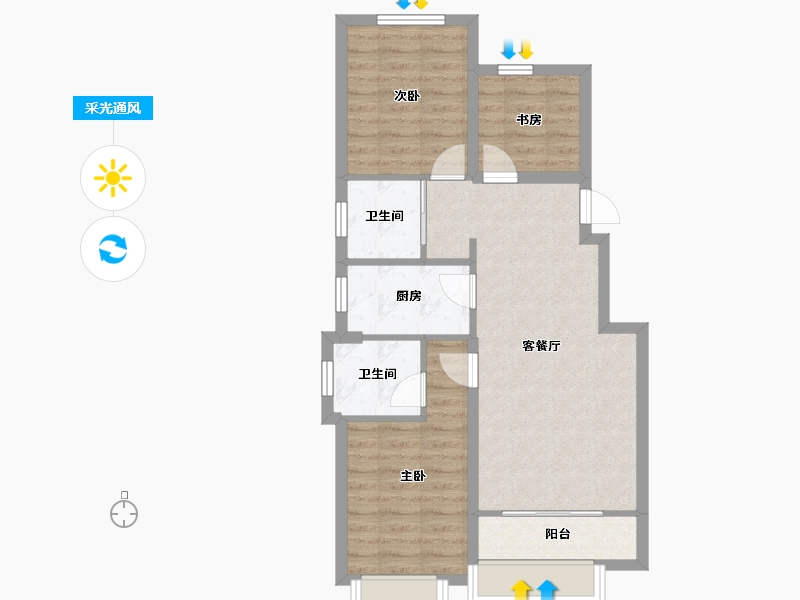 天津-天津市-融泰城18号楼,20号楼建面93m²-69.06-户型库-采光通风