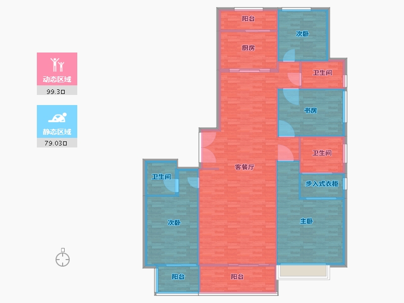 河南省-郑州市-蓝宝湖畔晓风建面207m2-165.61-户型库-动静分区