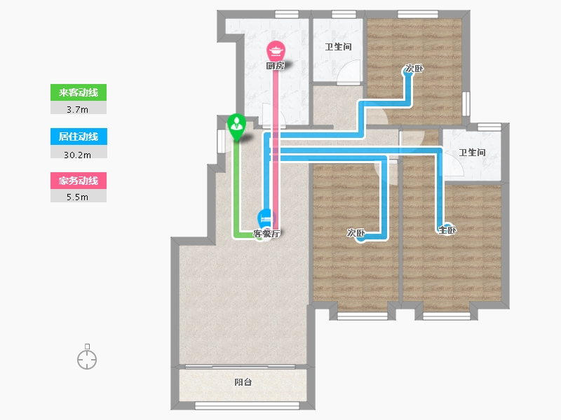 天津-天津市-天安珑园9号楼,10号楼,11号楼,12号楼建面110m²-88.00-户型库-动静线