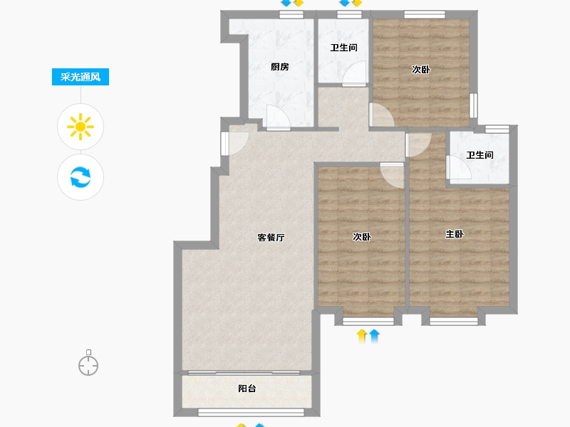 天津-天津市-天安珑园9号楼,10号楼,11号楼,12号楼建面110m²-88.00-户型库-采光通风