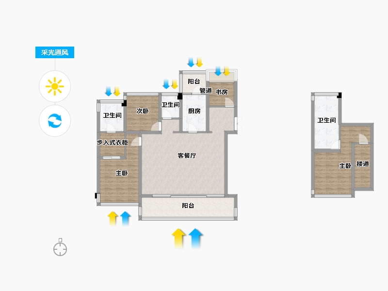 四川省-成都市-珑悦锦云花园3,4,9,12号楼162m²-128.07-户型库-采光通风