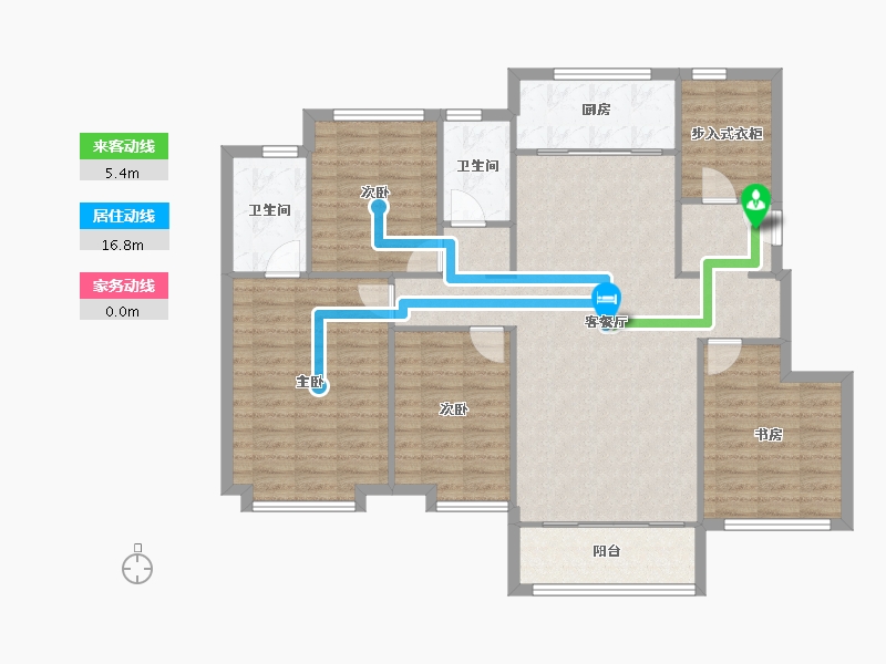 天津-天津市-天安珑园9号楼建面149m²-119.20-户型库-动静线