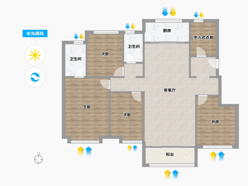 天津-天津市-天安珑园9号楼建面149m²-119.20-户型库-采光通风