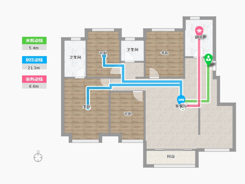 天津-天津市-天安珑园10号楼建面140m²-112.00-户型库-动静线