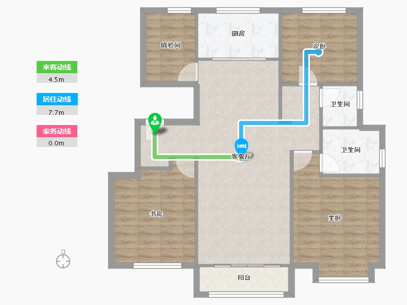 天津-天津市-天安珑园9号楼,10号楼,11号楼,12号楼建面128m²-102.47-户型库-动静线