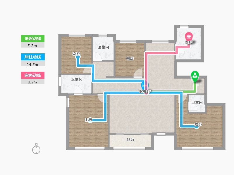 天津-天津市-天安珑园8号楼,9号楼,24号楼,建面150m²-120.00-户型库-动静线